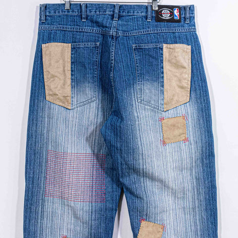 UNK NBA New Jersey Nets Patchwork Jeans Baggy Hip Hop