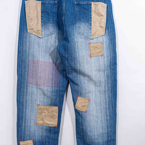 UNK NBA New Jersey Nets Patchwork Jeans Baggy Hip Hop