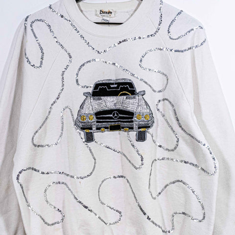 Mercedes Benz Sequin Sweatshirt Hip Hop