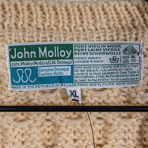 John Molloy Donegal Wool Fisherman Cable Knit Cardigan Ireland