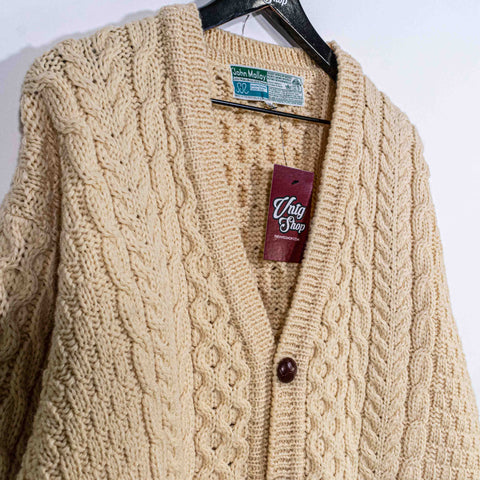 John Molloy Donegal Wool Fisherman Cable Knit Cardigan Ireland