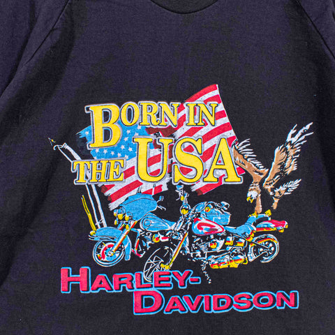 Harley Davidson Born In The USA T-Shirt  VFW Post 10269 Okinawa Japan