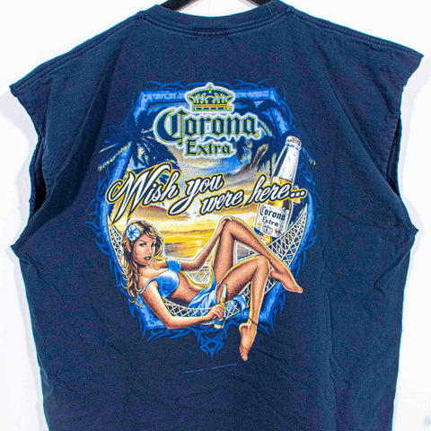 Corona Extra Beer Pinup Sleeveless T-Shirt Wish You Were Here