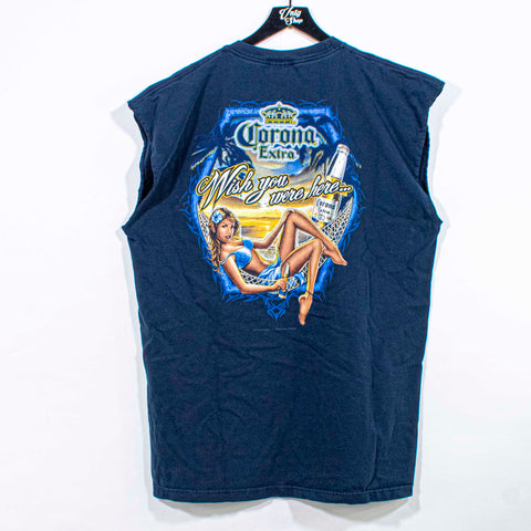Corona Extra Beer Pinup Sleeveless T-Shirt Wish You Were Here
