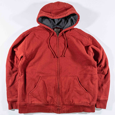 LL Bean Katahdin Iron Works Zip Hoodie Sweatshirt Sherpa Lined