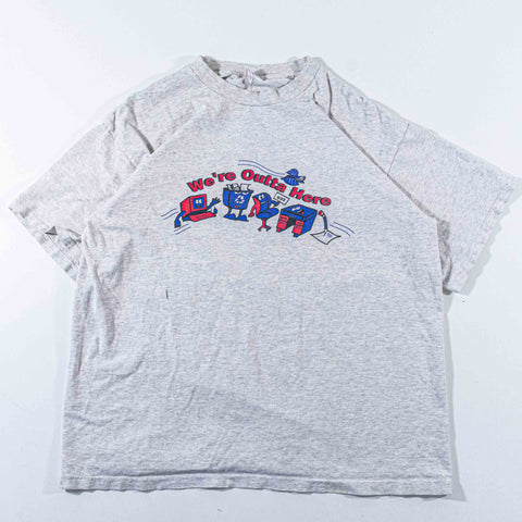 Recycling Cartoon Funny T-Shirt We're Outta Here