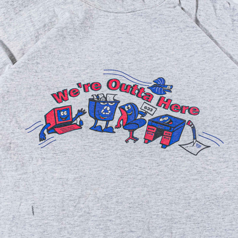 Recycling Cartoon Funny T-Shirt We're Outta Here
