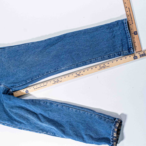 LL Bean Flannel Lined Jeans Denim Faded