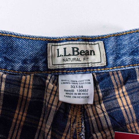LL Bean Flannel Lined Jeans Denim Faded