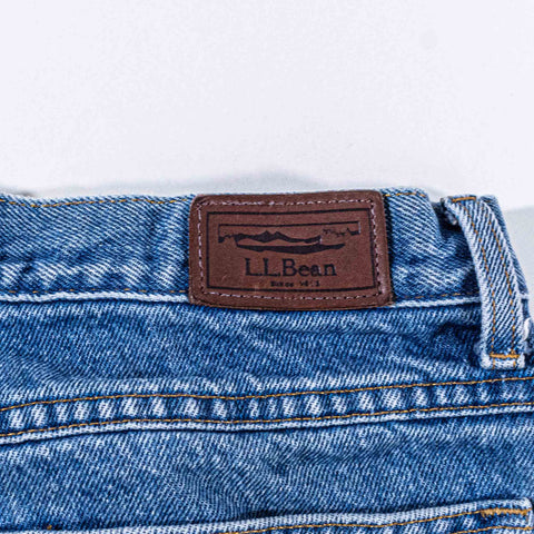LL Bean Flannel Lined Jeans Denim Faded