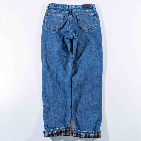 LL Bean Flannel Lined Jeans Denim Faded