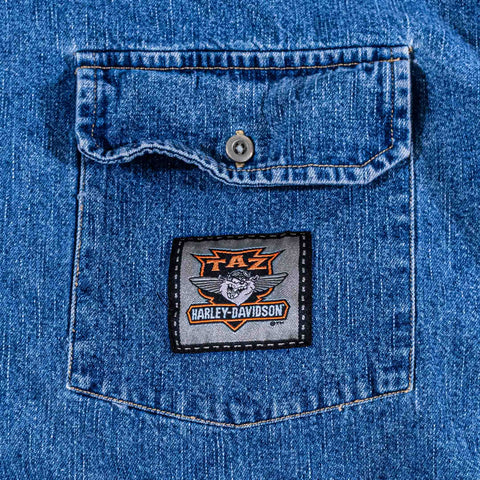 Harley Davidson Taz Looney Tunes Denim Shirt Live To Ride