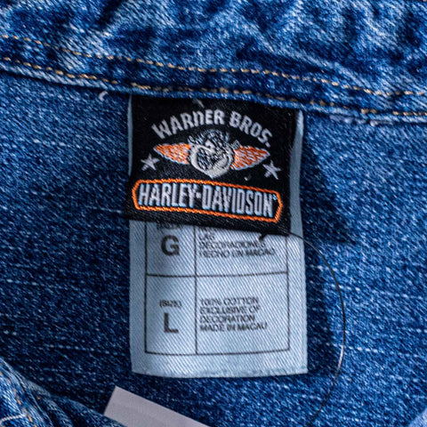Harley Davidson Taz Looney Tunes Denim Shirt Live To Ride