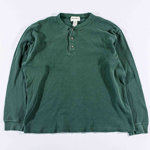Eddie Bauer Henley Thermal Waffle Shirt Long Sleeve