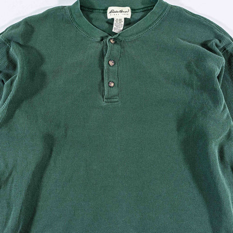 Eddie Bauer Henley Thermal Waffle Shirt Long Sleeve