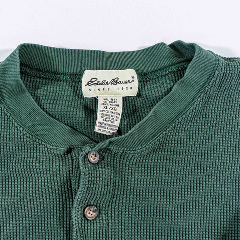 Eddie Bauer Henley Thermal Waffle Shirt Long Sleeve