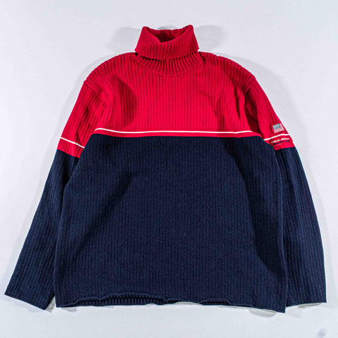 Polo Jeans Co. Ralph Lauren Striped USA Flag Turtleneck Sweater