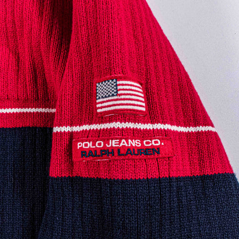 Polo Jeans Co. Ralph Lauren Striped USA Flag Turtleneck Sweater