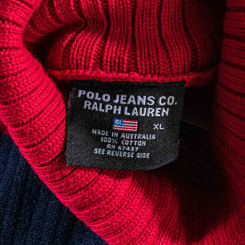 Polo Jeans Co. Ralph Lauren Striped USA Flag Turtleneck Sweater