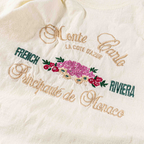 Monte Carlo Cote D'Azor Monaco French Riviera T-Shirt Embroidered