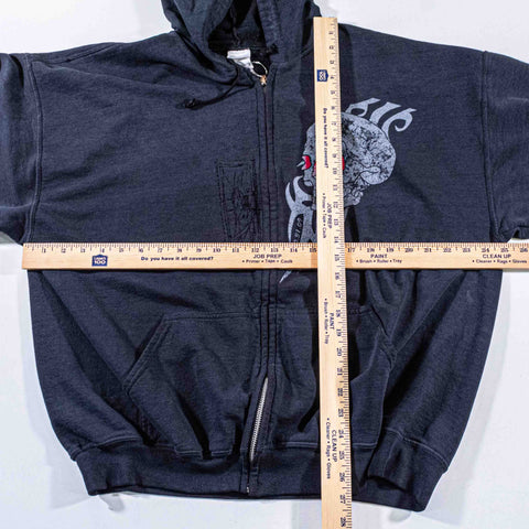 Skull Tribal Sun Faded Repaired Zip Hoodie Sweatshirt
