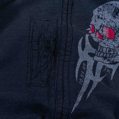 Skull Tribal Sun Faded Repaired Zip Hoodie Sweatshirt