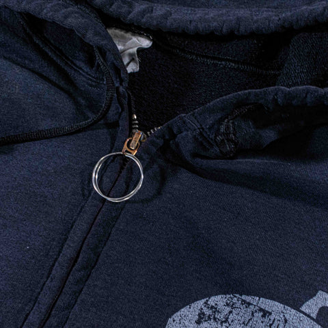 Skull Tribal Sun Faded Repaired Zip Hoodie Sweatshirt