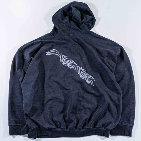 Skull Tribal Sun Faded Repaired Zip Hoodie Sweatshirt