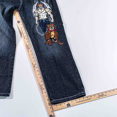 Mi Raza Field Embroidered Baggy Jeans