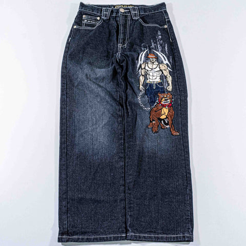Mi Raza Field Embroidered Baggy Jeans