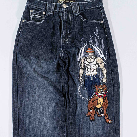 Mi Raza Field Embroidered Baggy Jeans