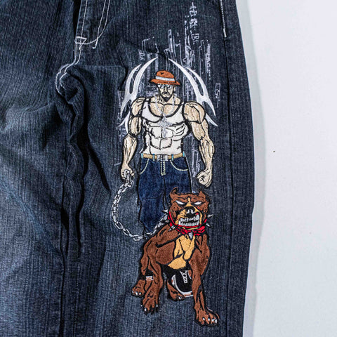 Mi Raza Field Embroidered Baggy Jeans