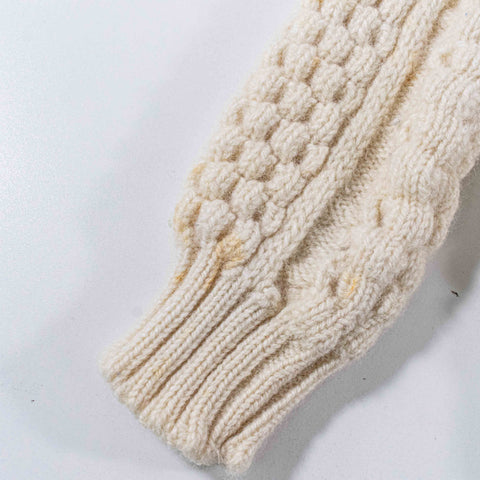 Donegal Woollen Products Cable Knit Fisherman Wool Sweater Distressed