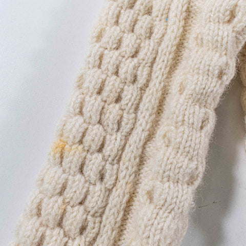 Donegal Woollen Products Cable Knit Fisherman Wool Sweater Distressed