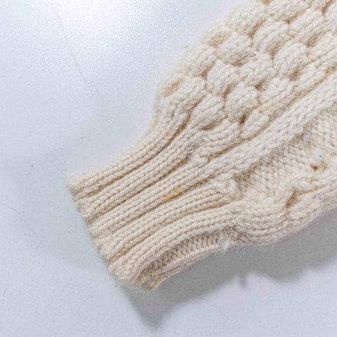 Donegal Woollen Products Cable Knit Fisherman Wool Sweater Distressed