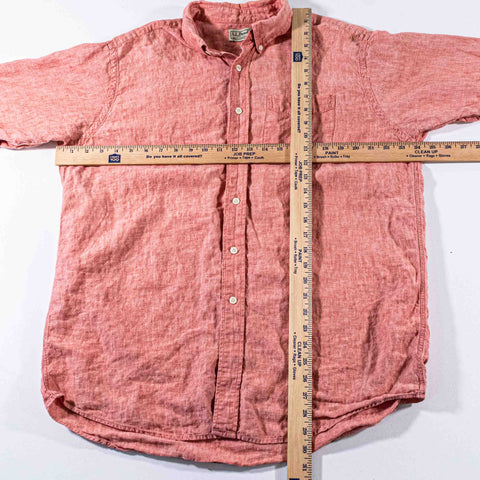 LL Bean Linen Button Down Shirt Short Sleeve