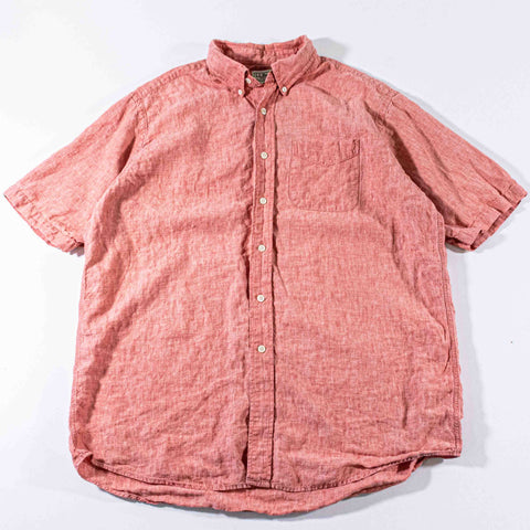 LL Bean Linen Button Down Shirt Short Sleeve