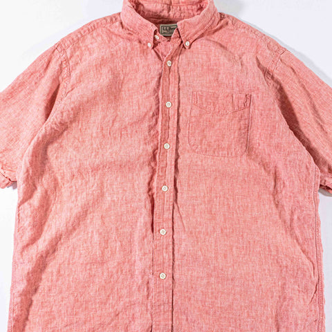 LL Bean Linen Button Down Shirt Short Sleeve