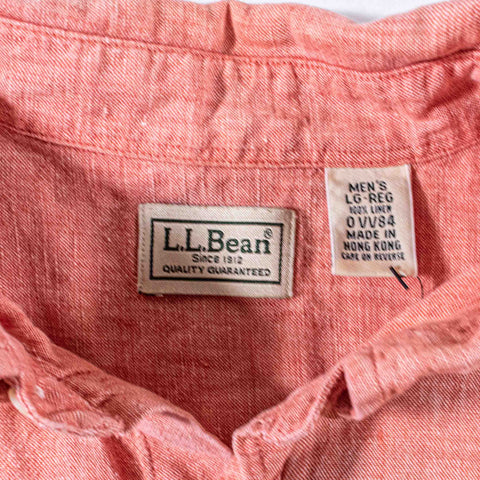 LL Bean Linen Button Down Shirt Short Sleeve