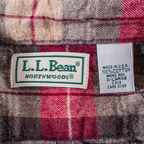 LL Bean Northwoods Cotton Flannel Shirt Made in USA C818
