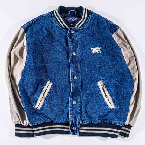 Maxwell House Coffee Denim Varsity Jacket Swingster
