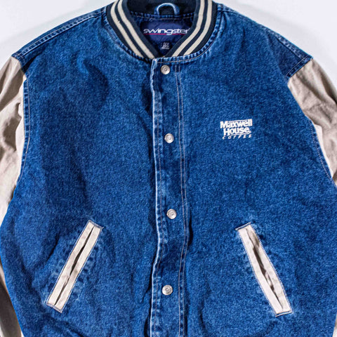 Maxwell House Coffee Denim Varsity Jacket Swingster