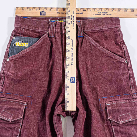 Ozoc Baggy Cargo Dyed Denim Jeans Wide Leg