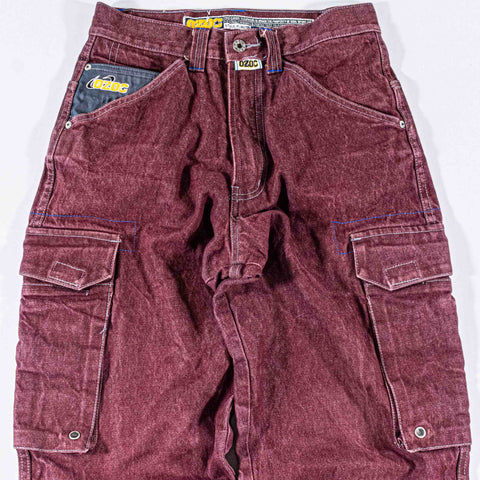 Ozoc Baggy Cargo Dyed Denim Jeans Wide Leg