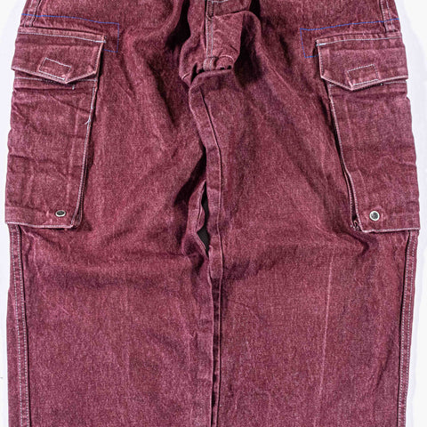 Ozoc Baggy Cargo Dyed Denim Jeans Wide Leg