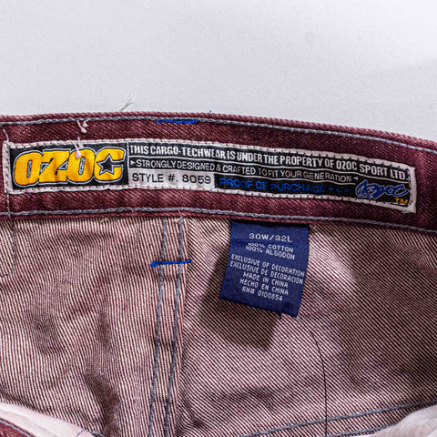 Ozoc Baggy Cargo Dyed Denim Jeans Wide Leg