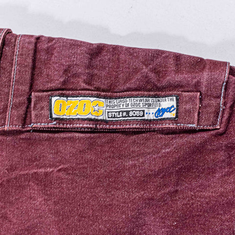 Ozoc Baggy Cargo Dyed Denim Jeans Wide Leg
