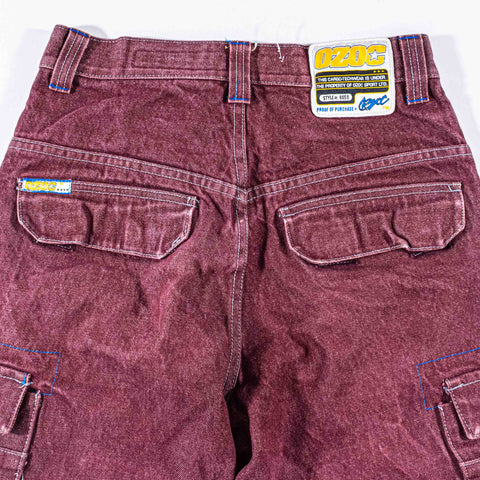 Ozoc Baggy Cargo Dyed Denim Jeans Wide Leg