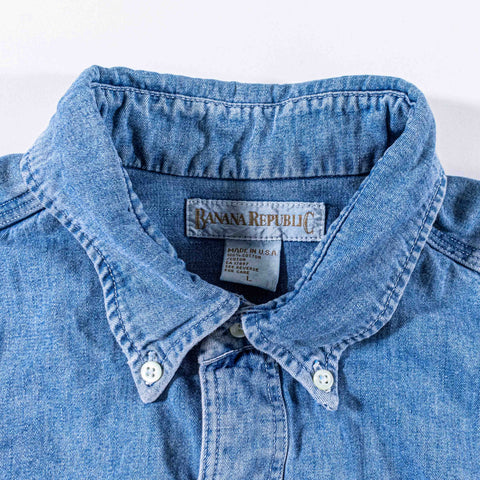 Banana Republic Sun Faded Bleached Denim Shirt Distressed