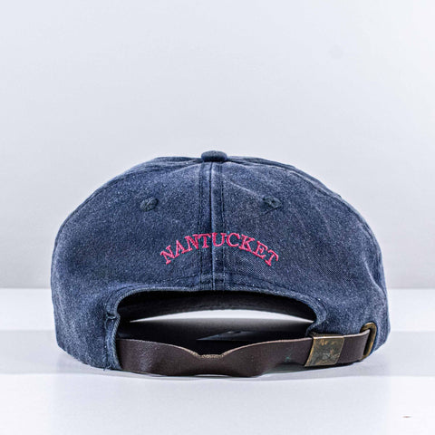 ACK Nantucket Dad Hat Leather Strap Sun Faded
